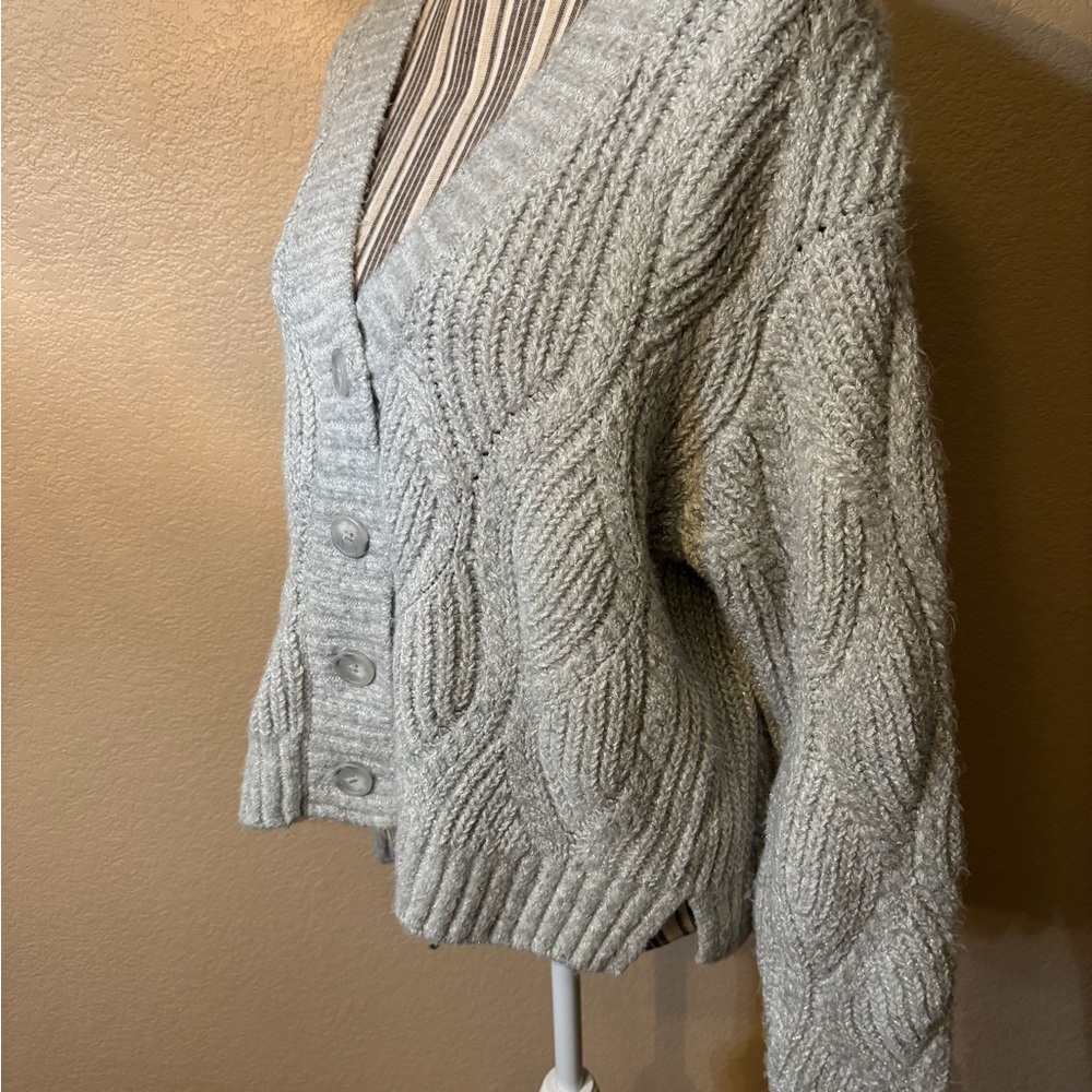 Universal Thread Cardigan Medium Silver Gray Lure… - image 6